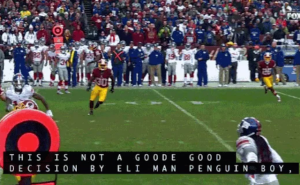 What do captioners do Eli Manning Penguin Boy